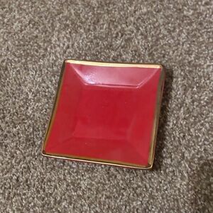 J. Crew Red Square Dish with Gold Accent - jewelry tray
